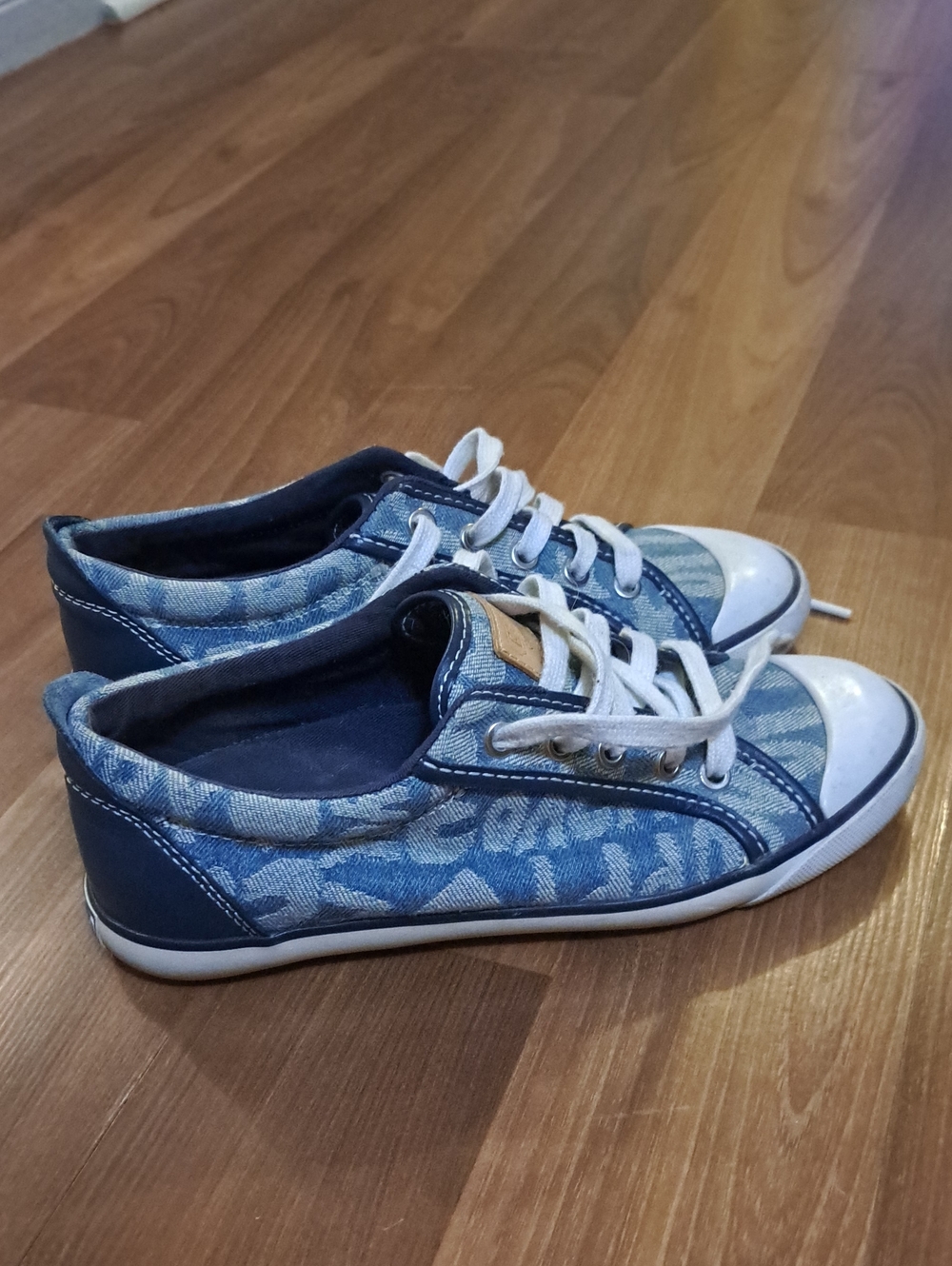 Coach Poppy Blue Denim Logo Low-Top Sneakers